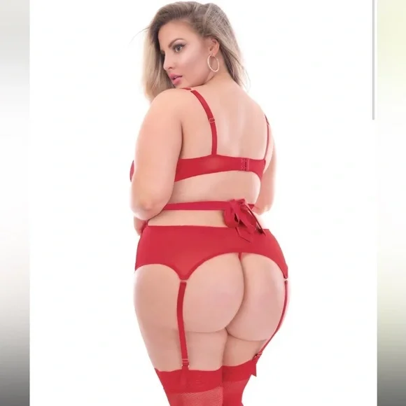 Seven Till’ Midnight lingerie garter set sexy mesh chemise red multiple sizes‌ - Picture 2 of 2